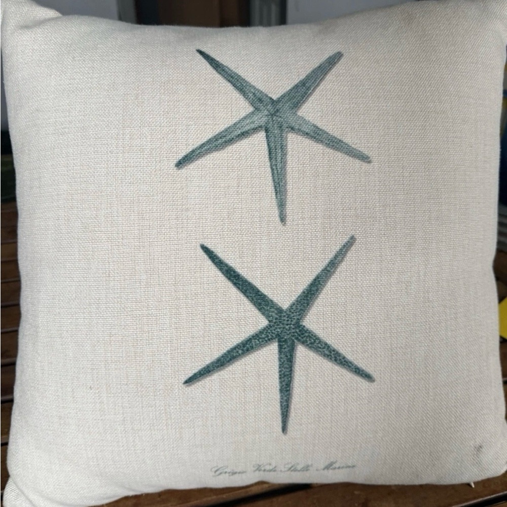 Coastal Throw Pillow Set Seahorse Coral Starfish Nautical Beach Decor - Picture 5 of 7